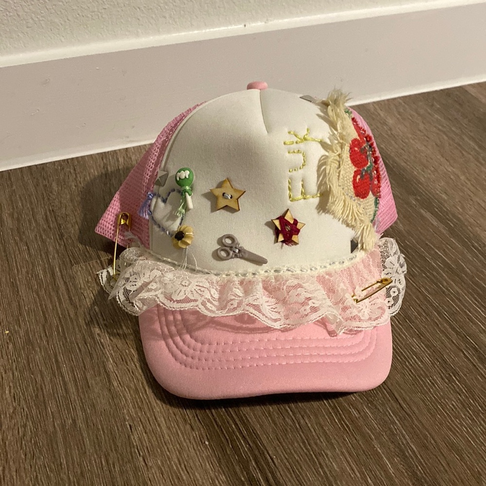 Pink trucker Hat Custom by eight